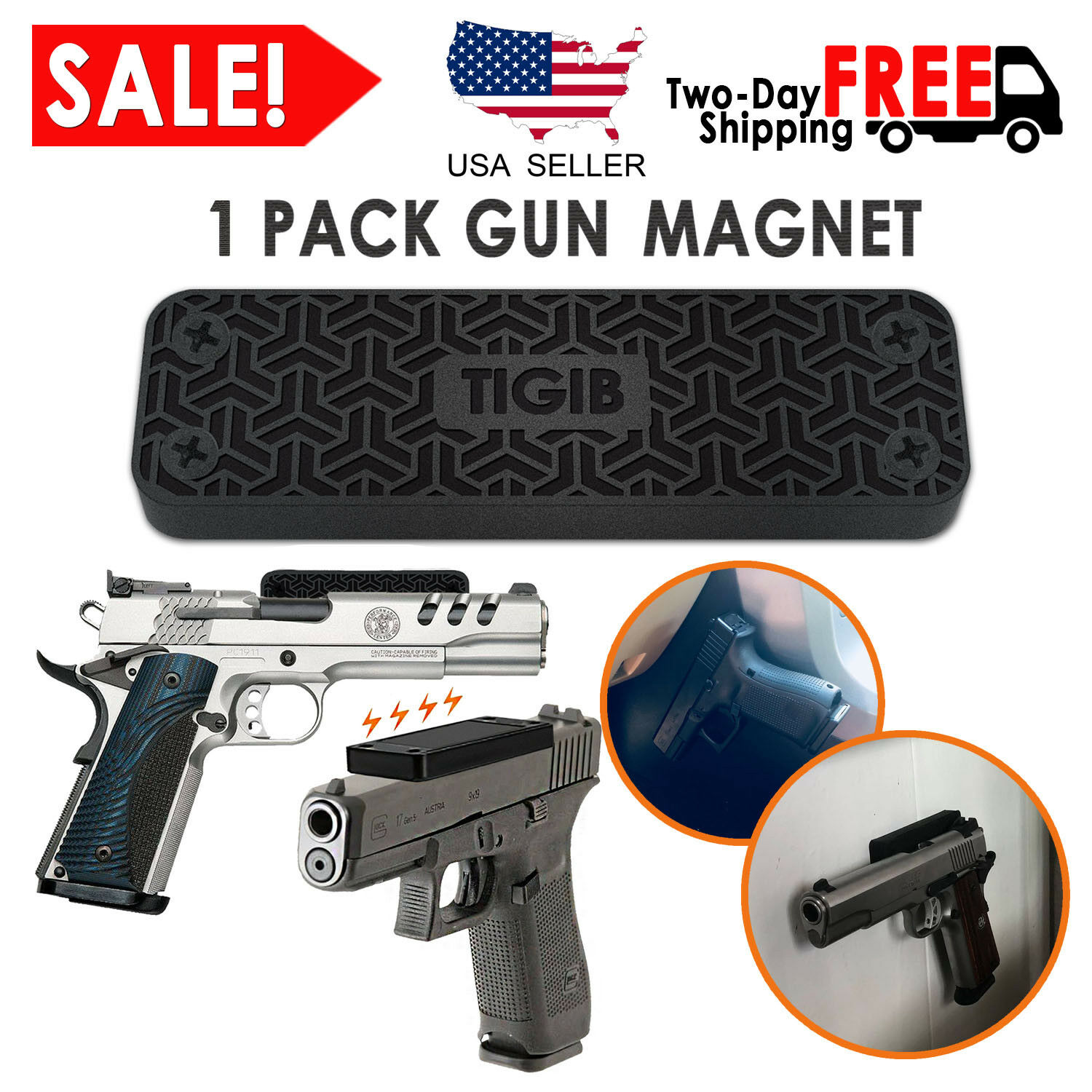 Gun Magnet Mount 43 Lbs Pistol Rifle Magnetic Holder Car Holster Home Under Desk