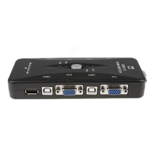 Usb 2.0 Kvm Switch 4 Port W 4 Set Cable For Mouse Keyboard Monitor Sharing