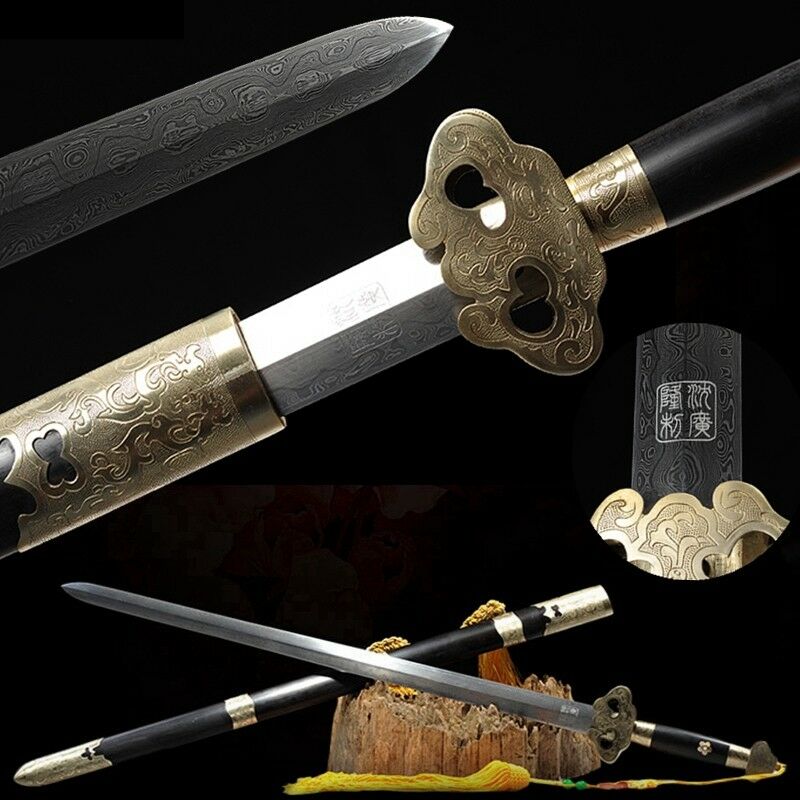 Ghost Grain Double-edged Treasured Sword Refining Pattern Steel Sharp Blade #085