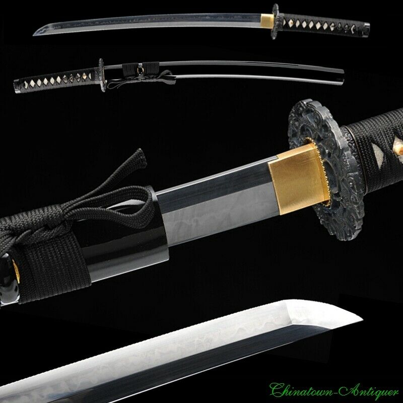 Japanese Wakizashi Short Sword Katana T10 Steel Blade Hand Polishing Sharp #2464