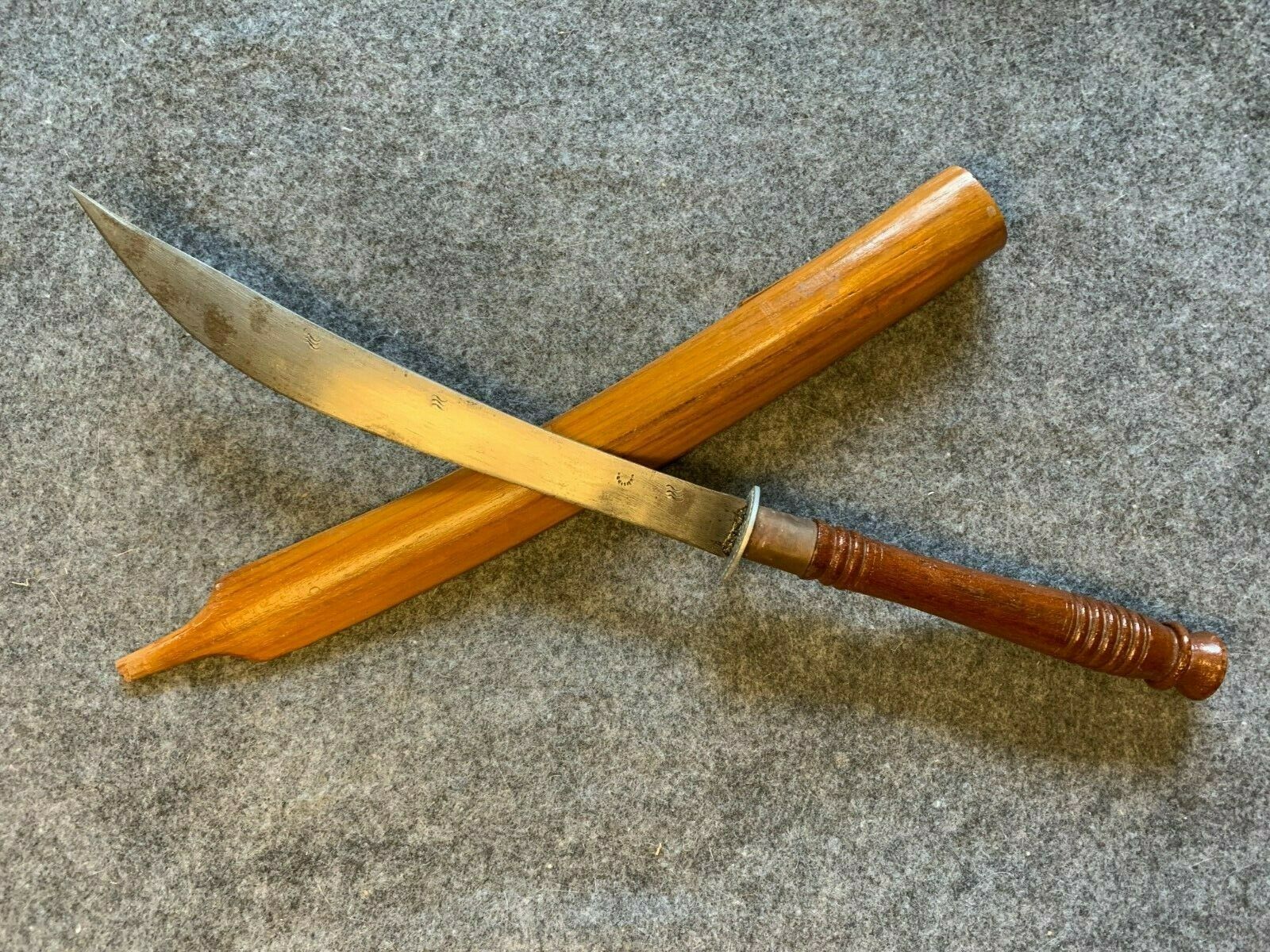 Thai Vietnam Era Short Sword With Wood Scabbard