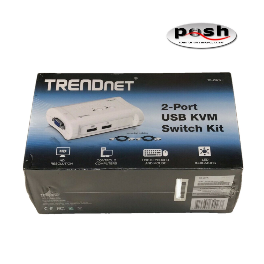 Trendnet- Tk-207k- 2-port Usb Kvm Switch Kit- New! Free Same Day Shipping!