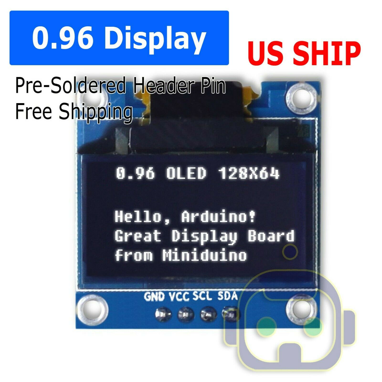 Us 0.96" I2c Iic Serial 128x64 Led Oled Lcd  Display Module For Arduino White