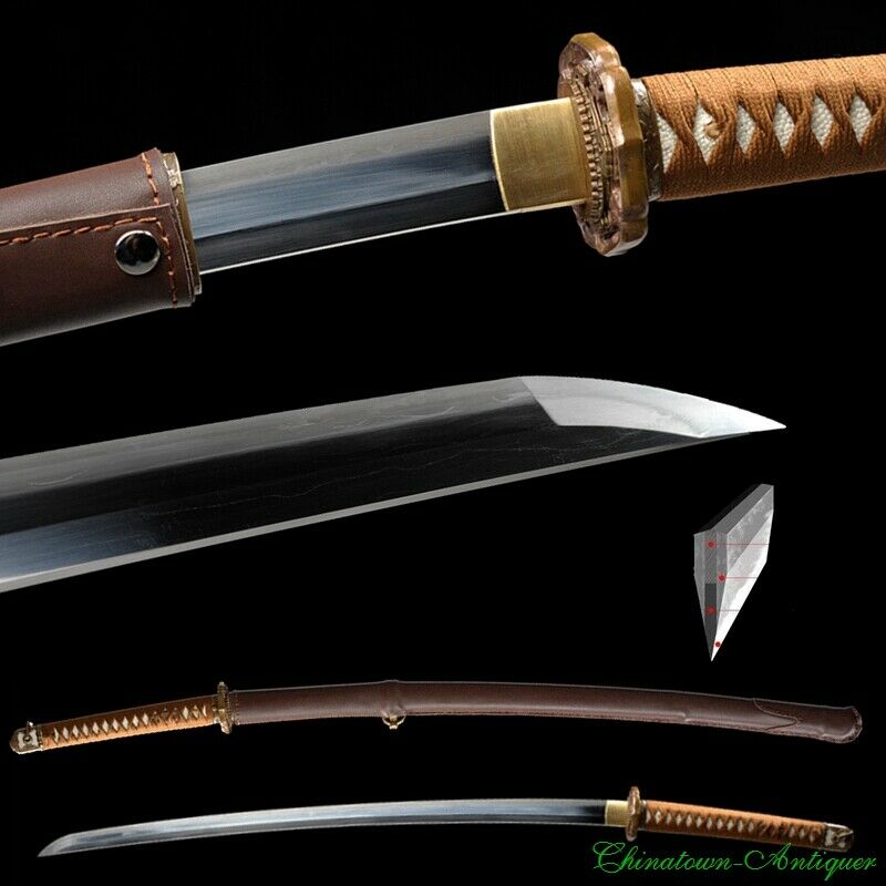 Japan Samurai Military Sword Pattern Steel+t10 Steel Honsanmai Blade Sharp #2474